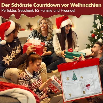 Adventskalender 2024 zum Befüllen und Aufhängen Stoff 70x130cm Beige