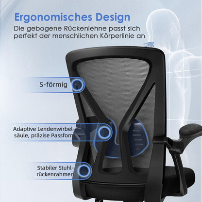 Ergonomischer Bürostuhl mit klappbaren