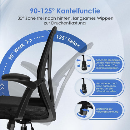 Ergonomischer Bürostuhl mit klappbaren
