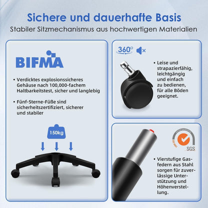 Ergonomischer Bürostuhl mit klappbaren