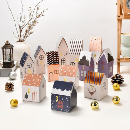 Adventskalender zum Befüllen 24 Weihnachtsdorf Hausform Bastelset