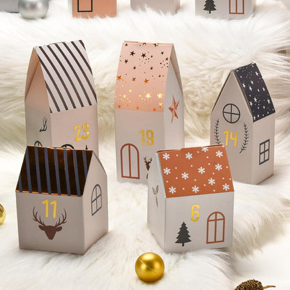 Adventskalender Bastelset Weihnachtsdorf Hausform 24-teilig