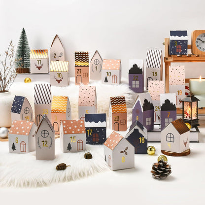 Adventskalender zum Befüllen 24 Weihnachtshäuser Selbstbastel-Boxen