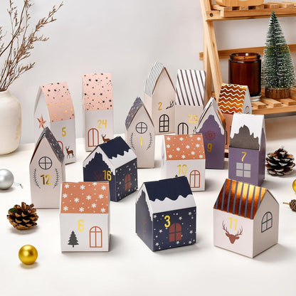 Adventskalender Bastelset Weihnachtsdorf Hausform 24-teilig