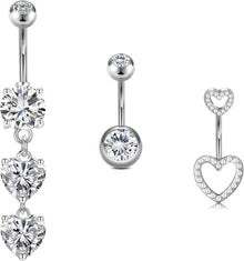Bauchnabelpiercing Herz Edelstahl CZ 14G 10mm Piercing Silber Gold