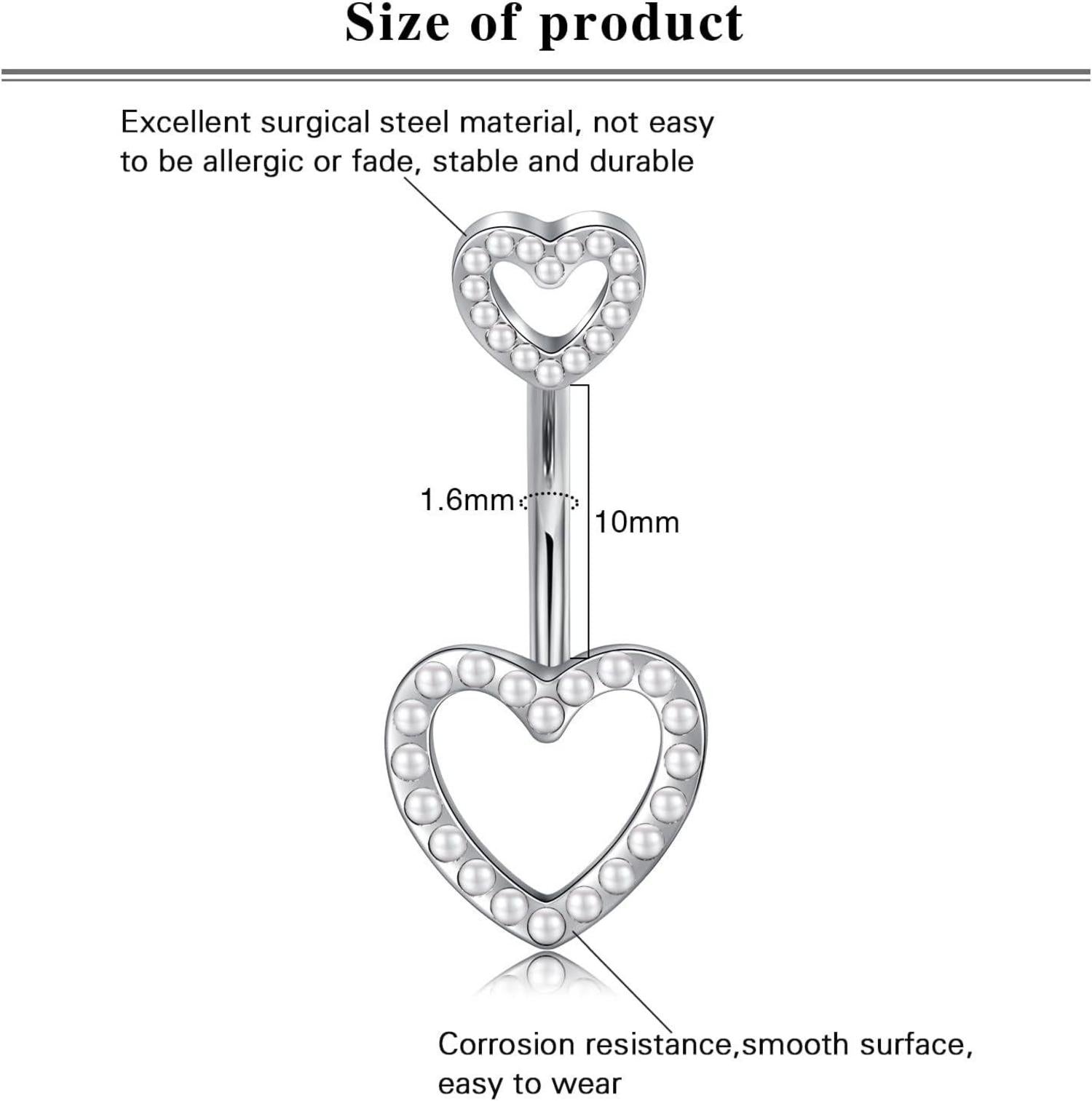 Bauchnabelpiercing Herz Edelstahl CZ 14G 10mm Piercing Silber Gold