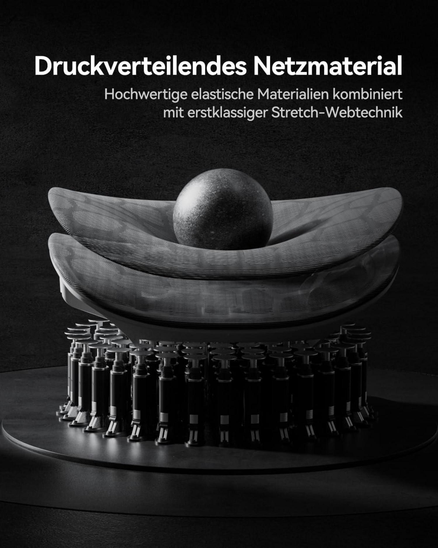 Ergonomischer AutoFull G5 Bürostuhl mit 6D-Lendenstütze, Netz Armlehne