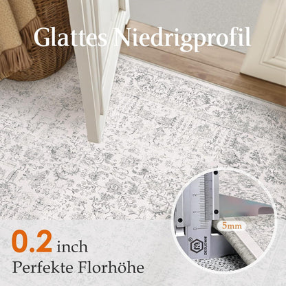 Vintage Grau Teppich 240x300cm Waschbar Wohnzimmer Teppich