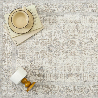 Vintage Teppich Taupe 240x300cm Waschbar Wohnzimmer Teppich