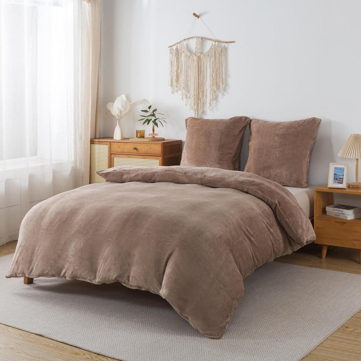Flauschige Bettwäsche 155x220 cm, 2-tlg. Set, Kaffeebraun
