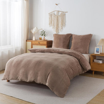 Flauschige Bettwäsche 155x220 cm, 2-tlg. Set, Kaffeebraun