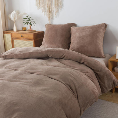 Flauschige Bettwäsche 155x220 cm, 2-tlg. Set, Kaffeebraun