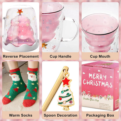Isolierte Glastassen Teetasse Eiskaffee-Glas Rosa 280ml