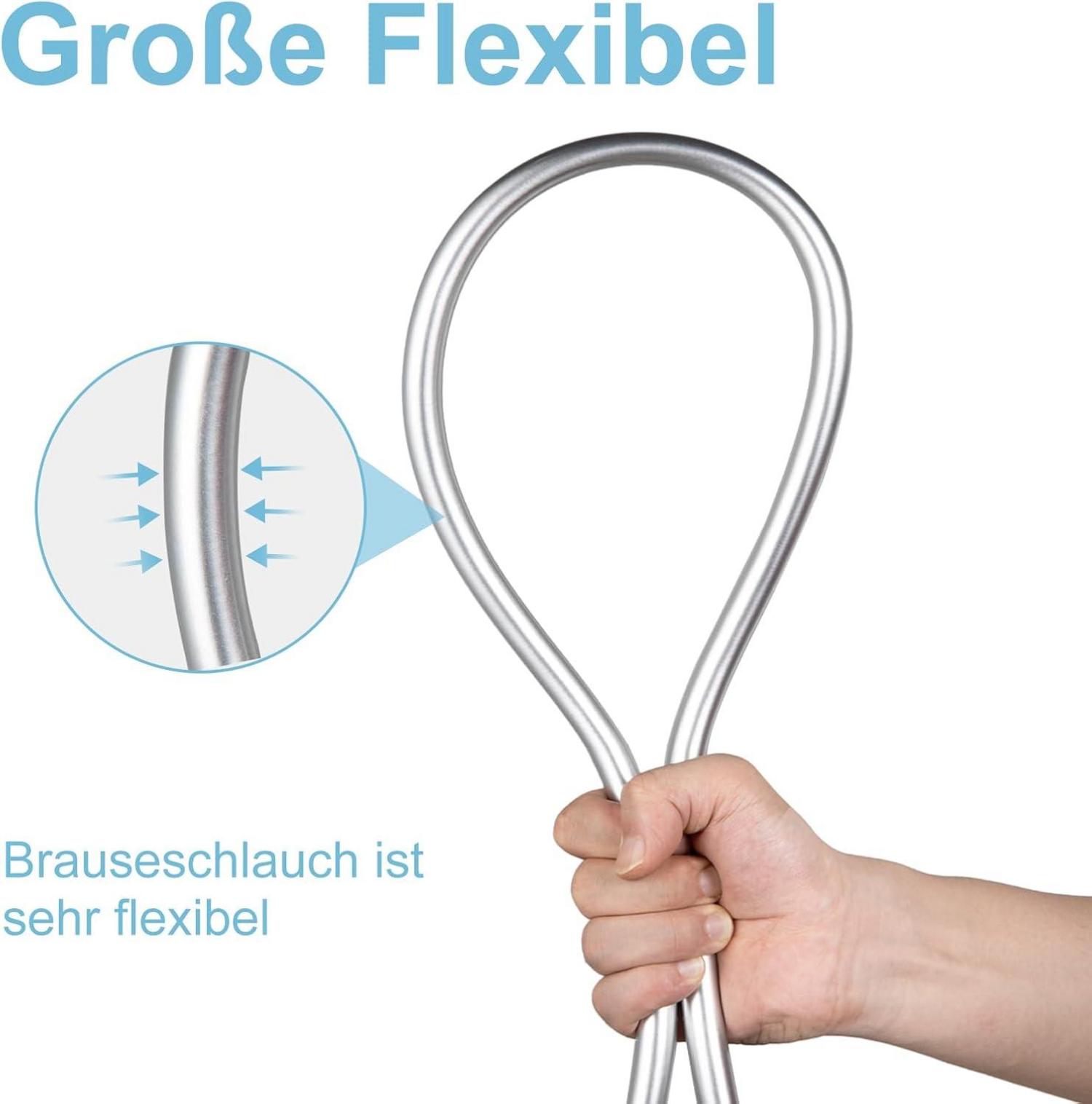 OFFO Brauseschlauch Duschschlauch 1,6m PVC Silber Ersatz
