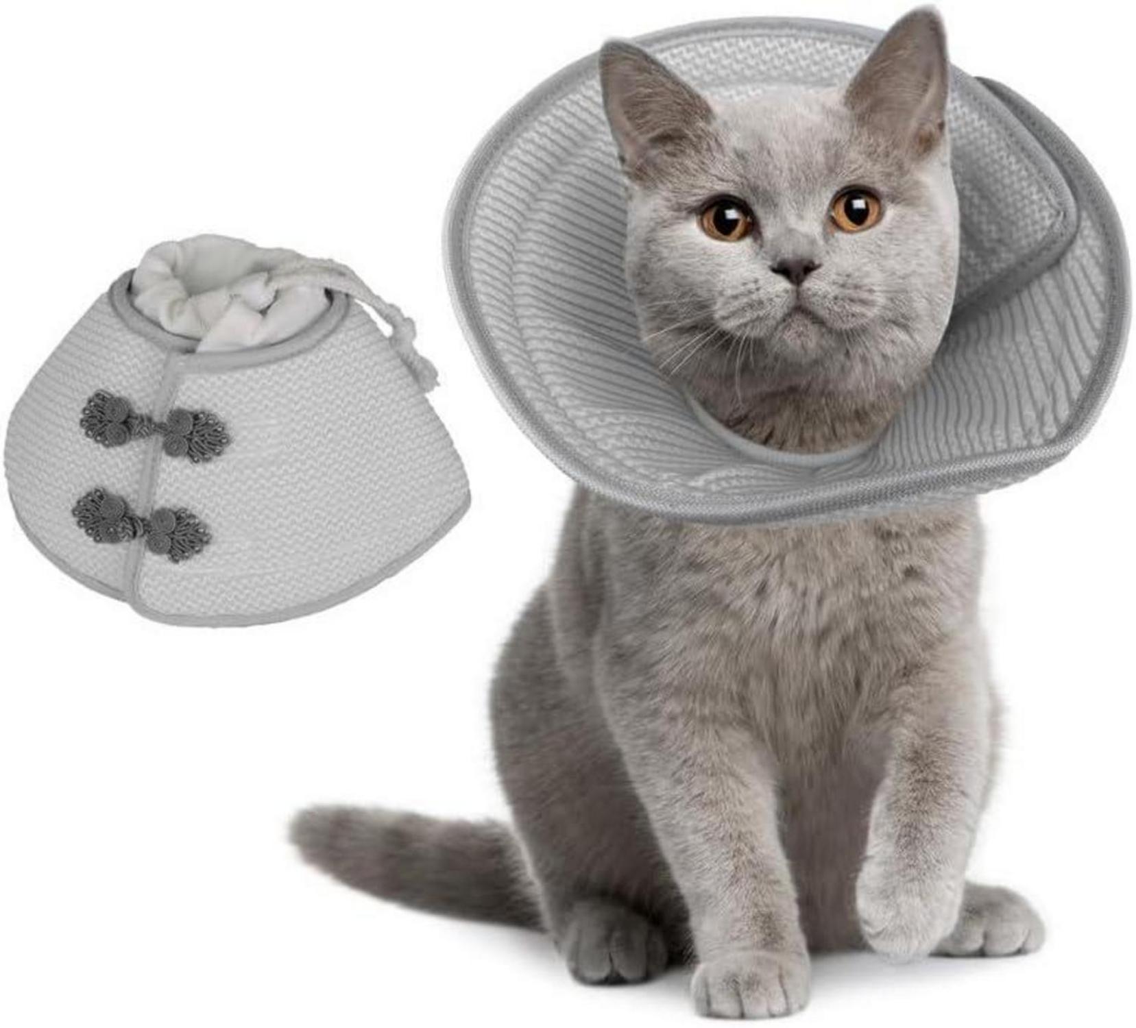 Katzen Halskrause Weich Leicht Trichter Leckschutz Grau L
