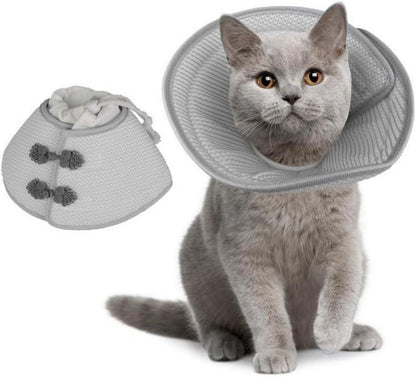 Katzen Halskrause Weich Leicht Trichter Leckschutz Grau L