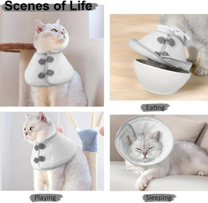 Katzen Halskrause Grau Leckschutz Weich OP Verletzungen