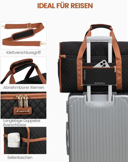 Damen Reisetasche Groß Weekender Handgepäck Wasserdicht mit Schuhfach