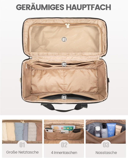 Weekender Reisetasche Damen Groß Schwarz Wasserdicht