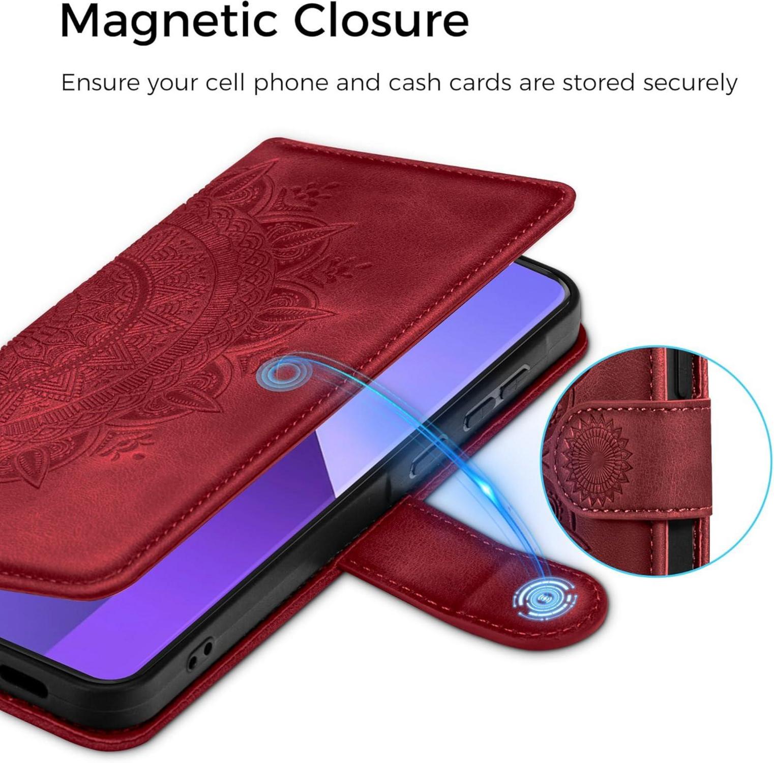 Xiaomi Redmi Note 13 Pro Plus 5G Handyhülle Wallet Case Rot