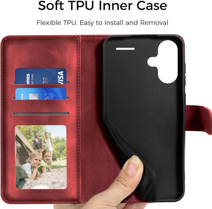 Handyhülle Xiaomi Redmi Note 13 Pro Plus 5G Flip Wallet PU Leder Rot