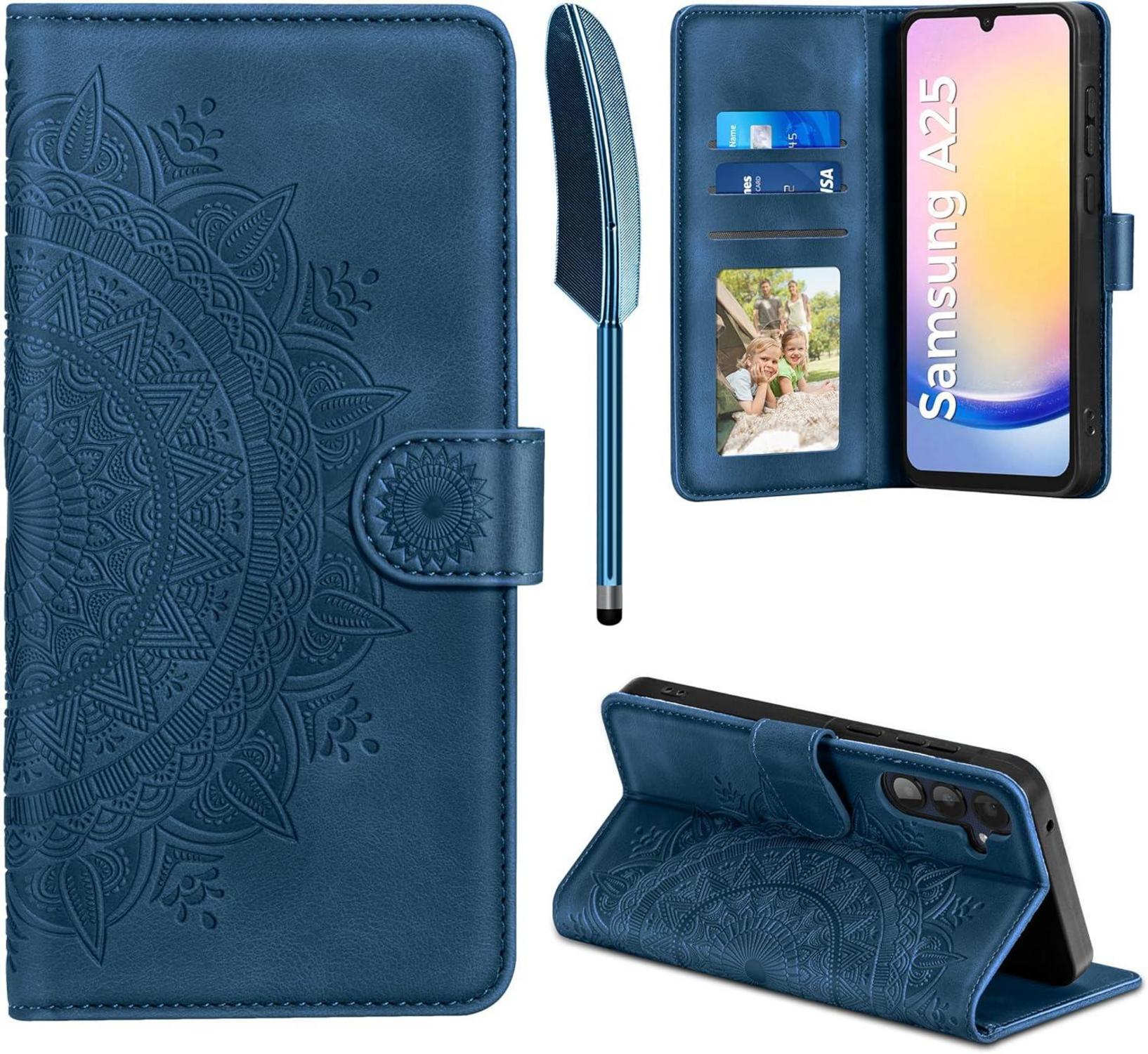 Samsung Galaxy A25 Lederhülle Wallet Flip Case Dunkelblau
