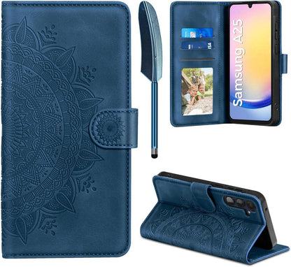 Samsung Galaxy A25 Lederhülle Wallet Flip Case Dunkelblau