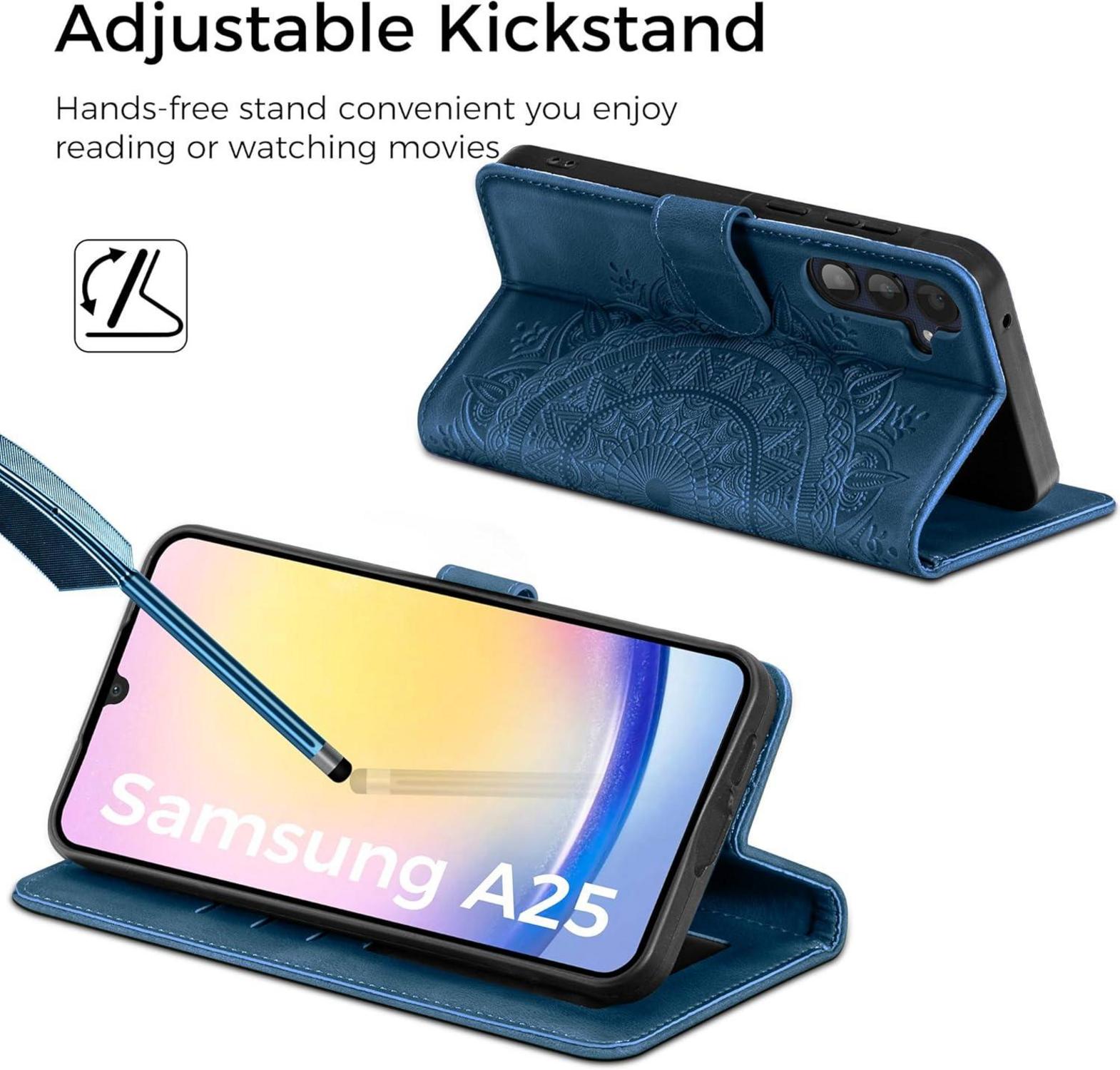Samsung Galaxy A25 Lederhülle Wallet Flip Case Dunkelblau