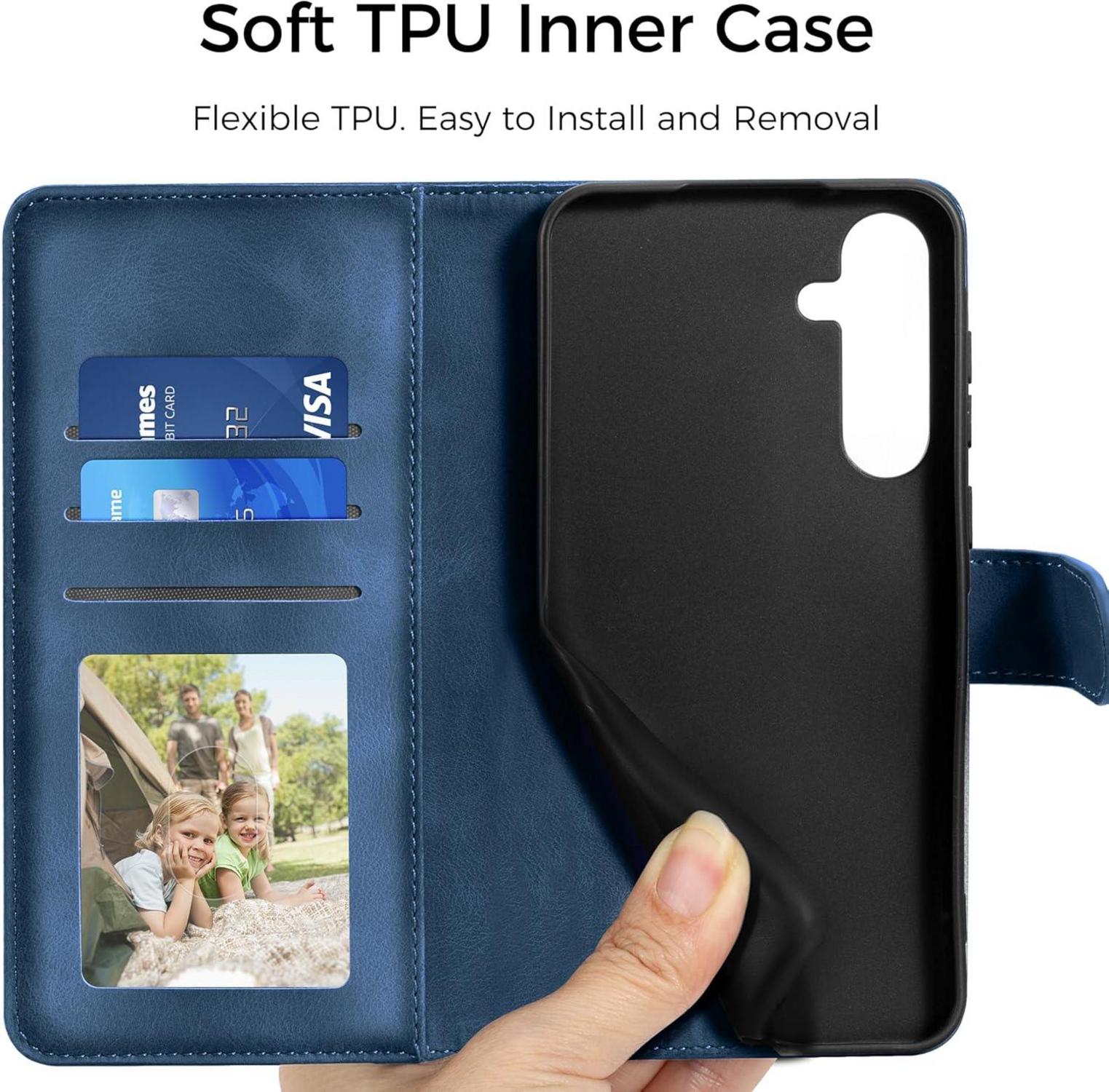 Lederhülle Samsung Galaxy A25 Flip Case Wallet Magnet Standfunktion Blau