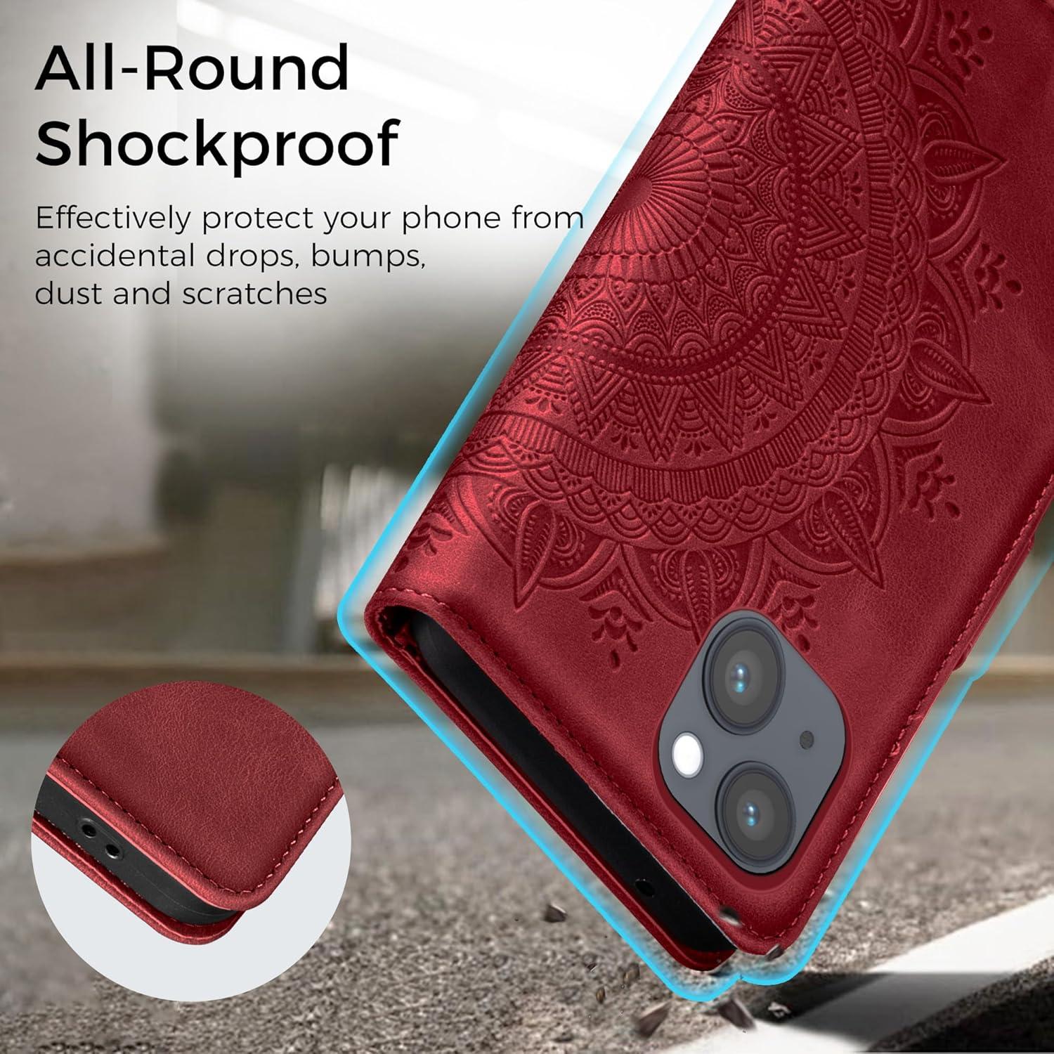 Lederhülle iPhone 14 Hülle Wallet PU Case Kartenfach Magnet Ständer