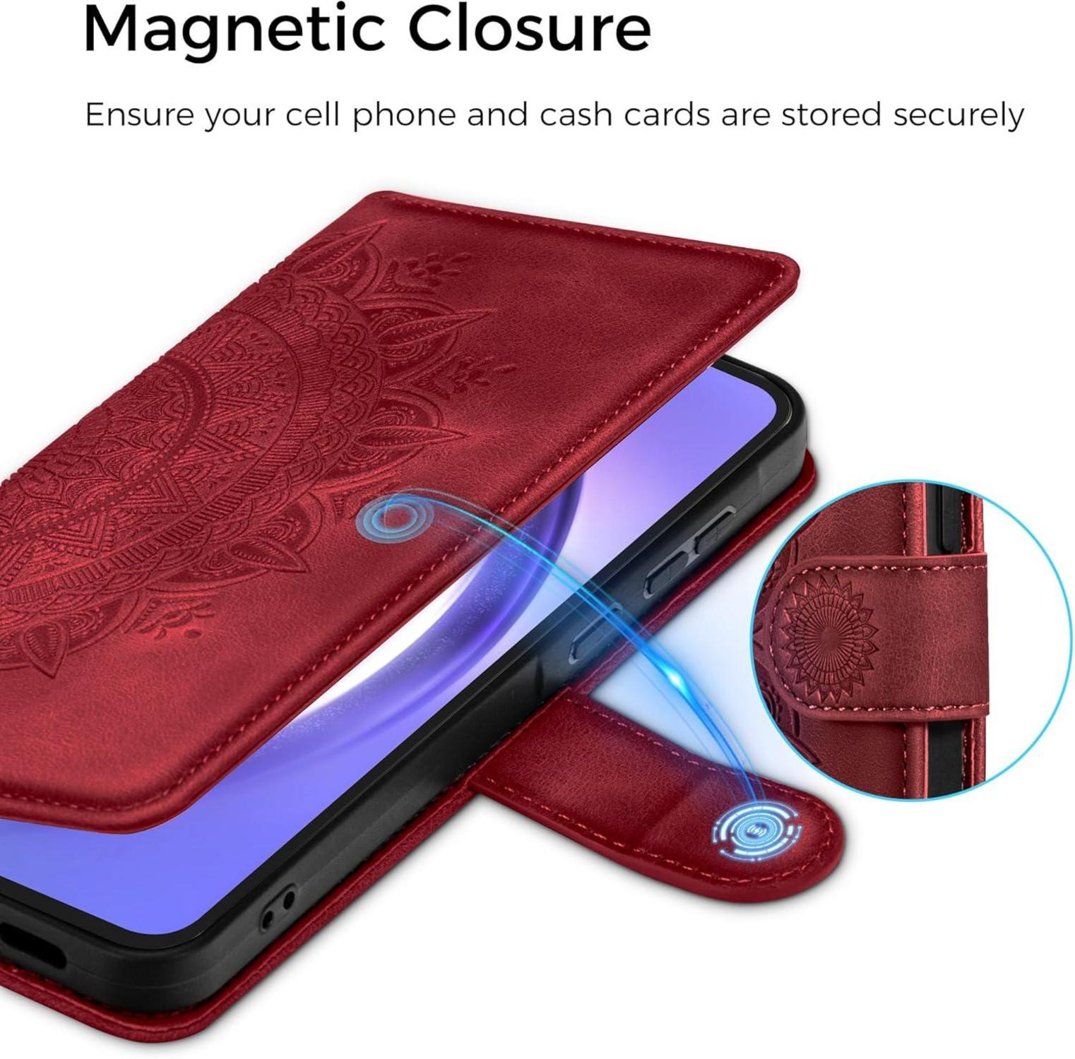 Samsung Galaxy A54 5G Lederhülle Wallet Case Rot