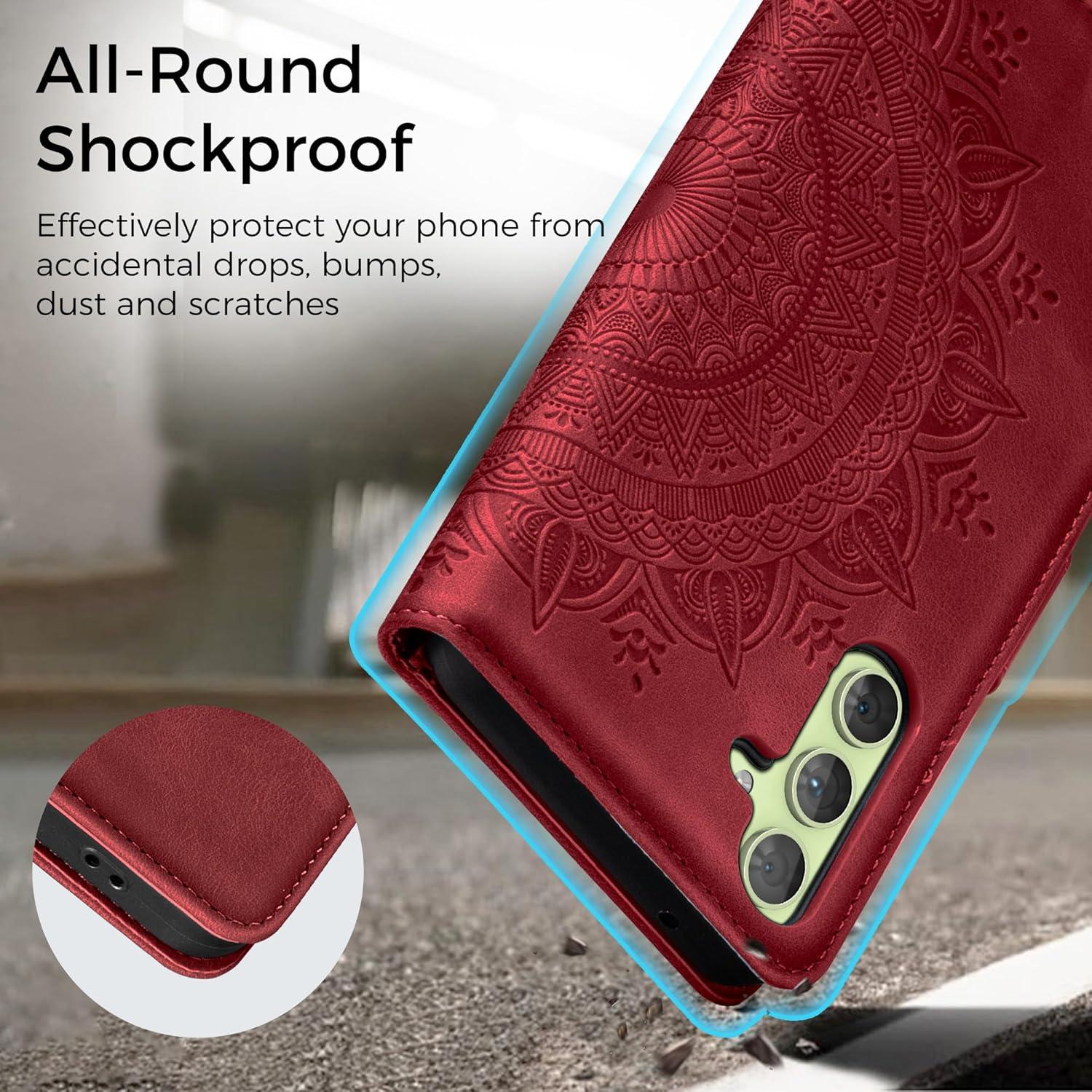 Samsung Galaxy A54 5G Hülle Wallet Case PU Leder Schutzhülle Rot