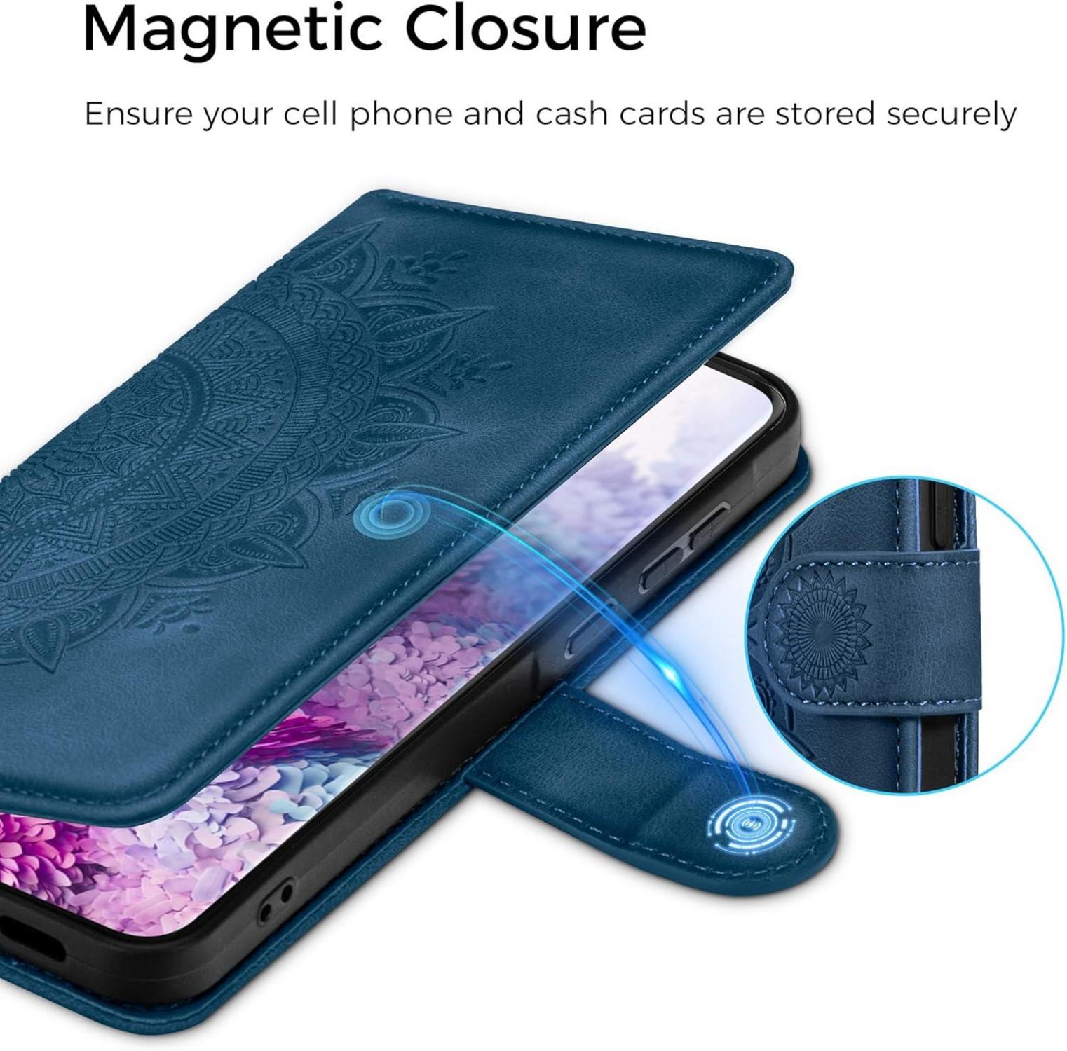 Samsung Galaxy S20 Lederhülle Flip Wallet Case Schutzhülle Dunkelblau