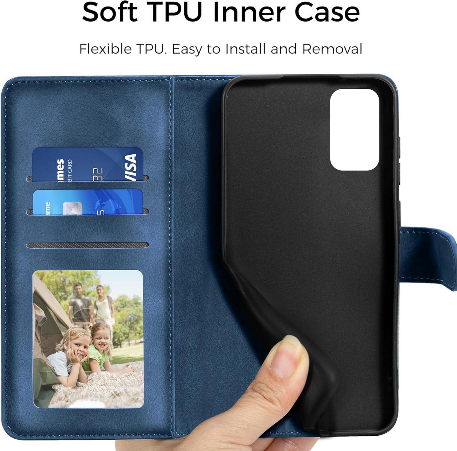 Hülle Samsung Galaxy S20 Wallet Case PU Leder Magnet Ständer Dunkelblau