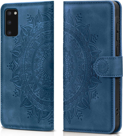 Samsung Galaxy S20 Lederhülle Flip Wallet Case Schutzhülle Dunkelblau
