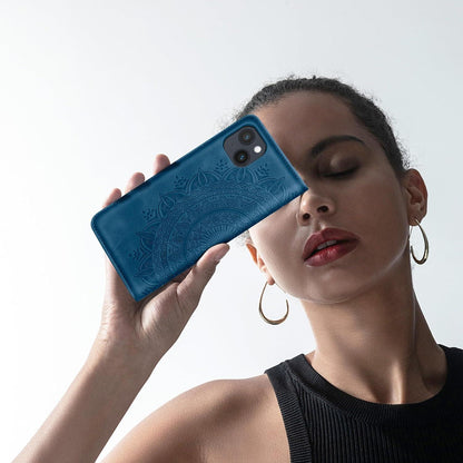 Lederhülle iPhone 13 Hülle Flip Wallet PU Case 6.1 Zoll Dunkelblau