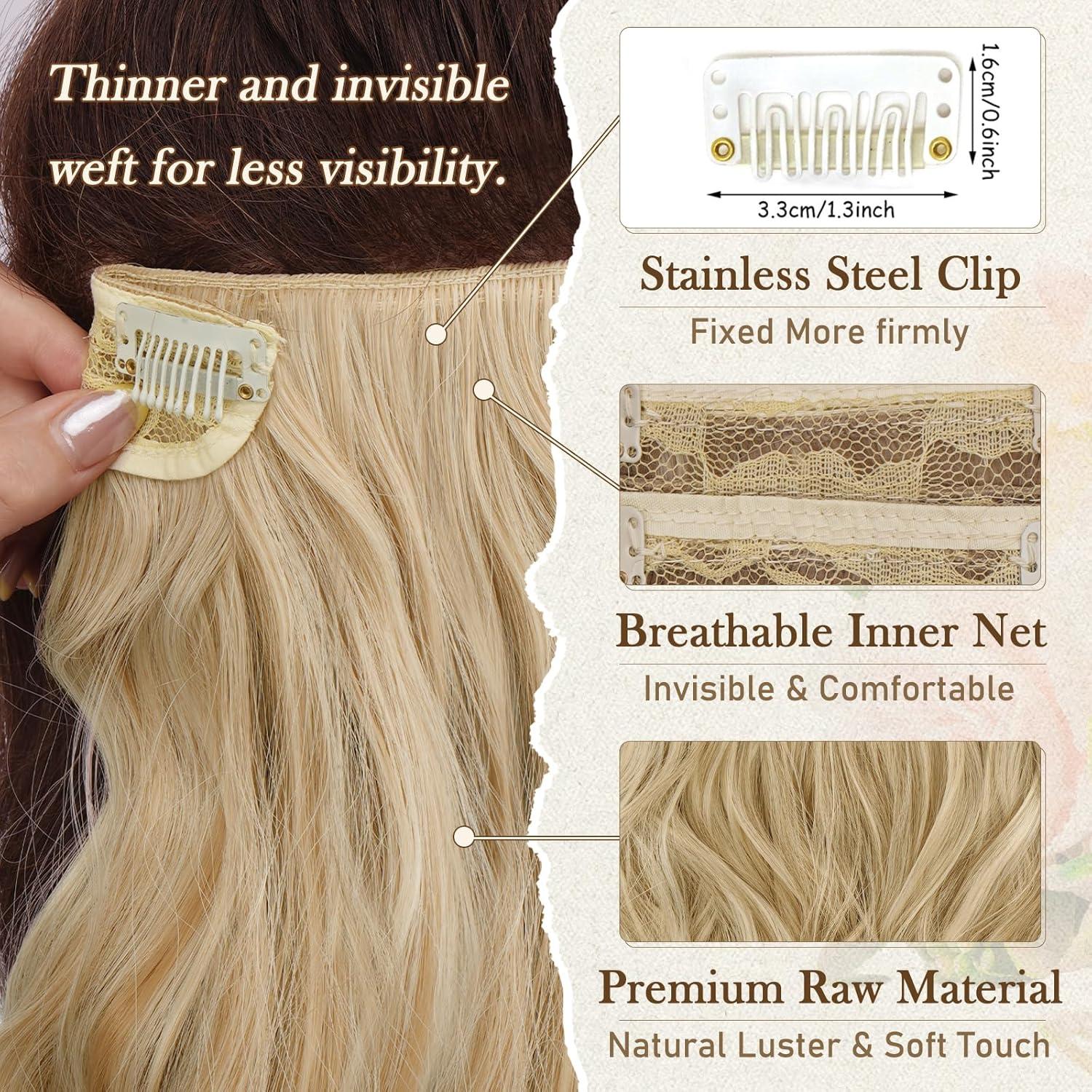 Clip in Extensions Wellige Haarverlängerungen Highlights 6 Stück 30cm
