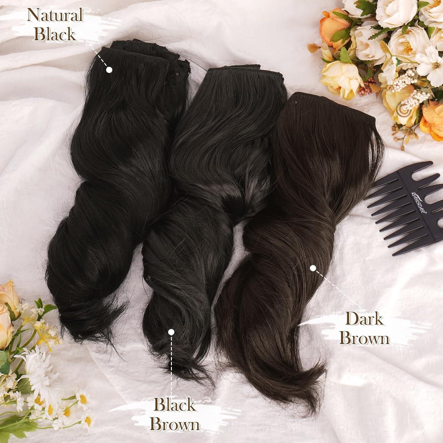Clip in Haarverlängerungen 30cm Dunkel Braun 6PCs Haarteile Extensions