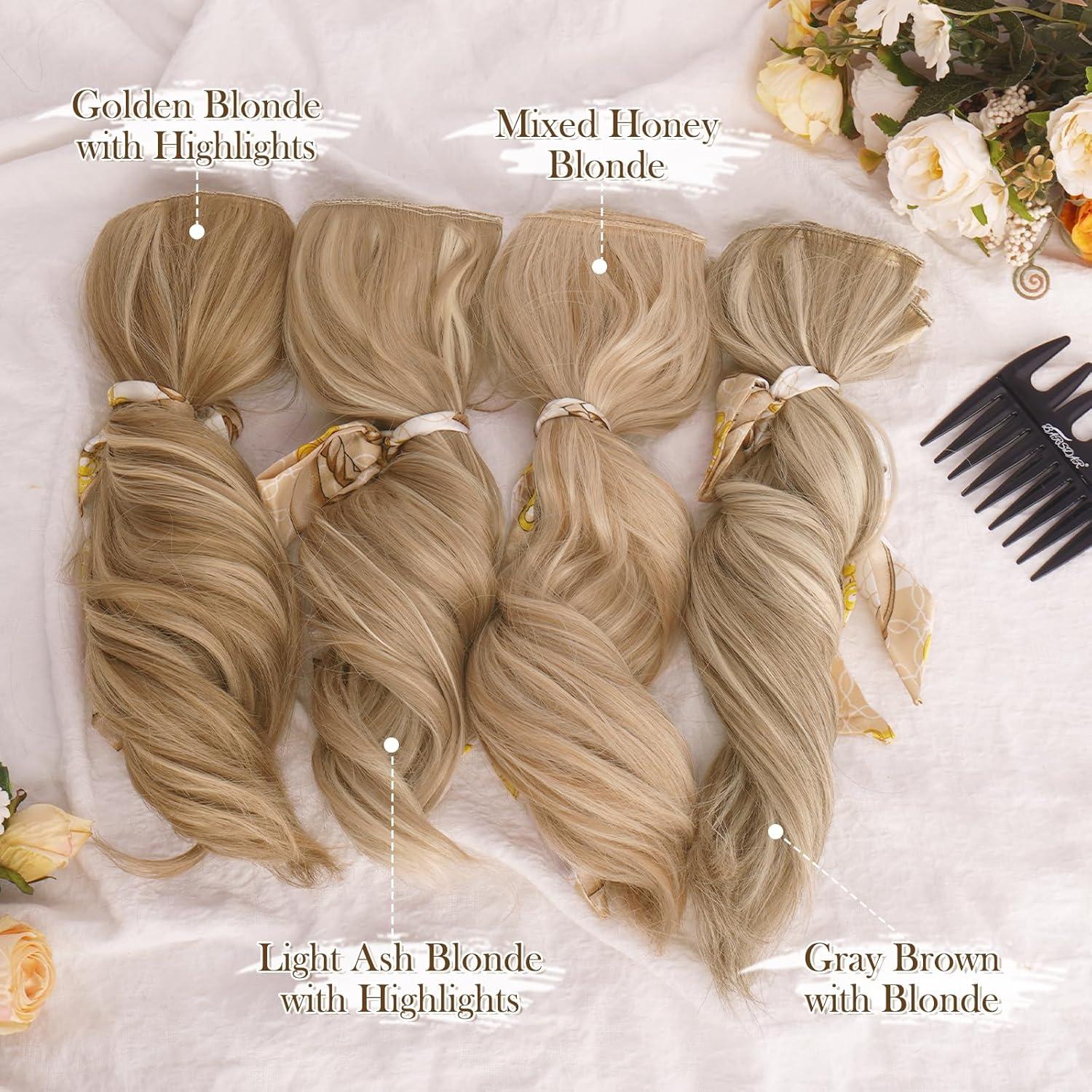 Clip in Extensions Blond 30cm Kurzes Wellige Haarverlängerungen 6PCs