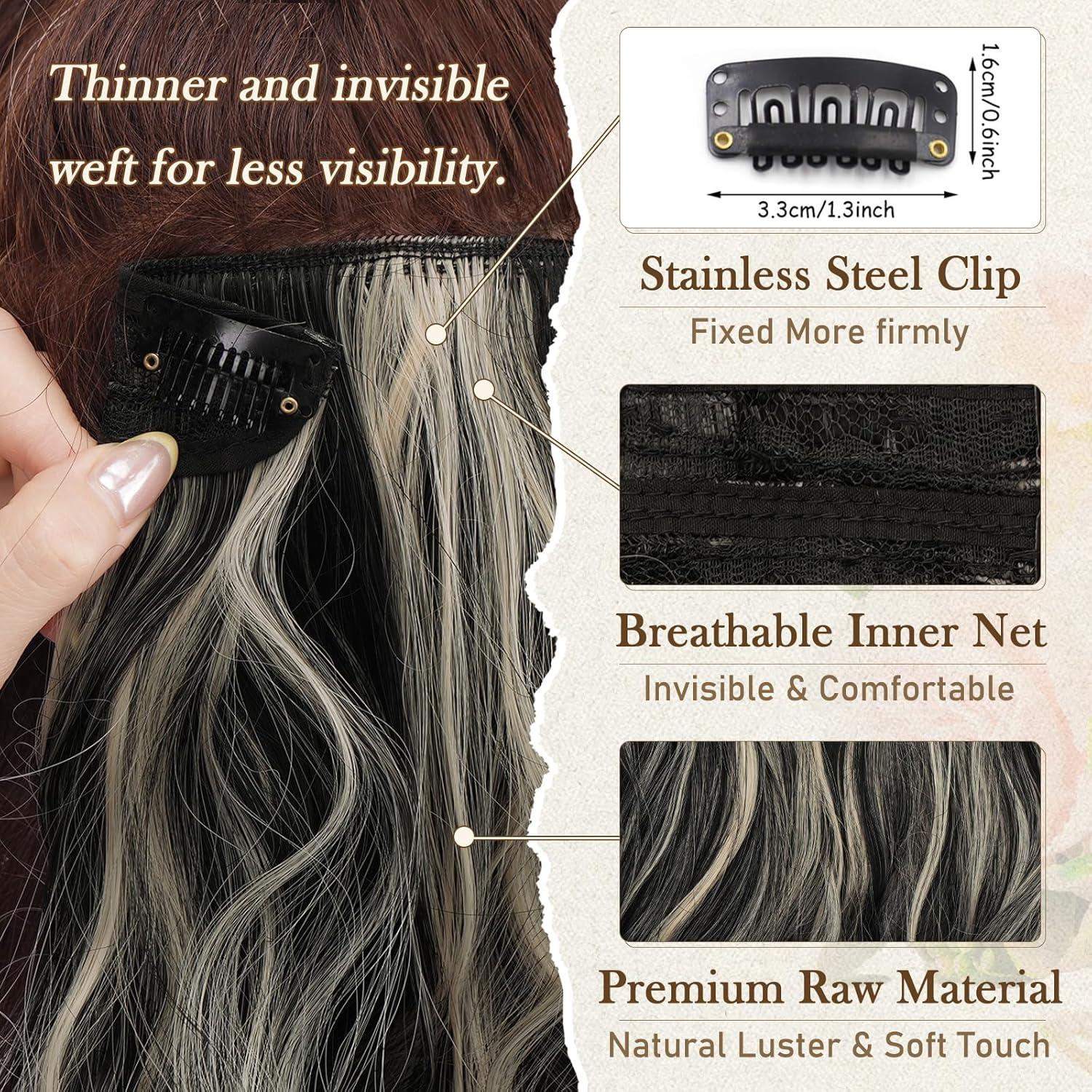 Clip in Haarverlängerungen 30cm Wellige Extensions 6PCs Schwarz