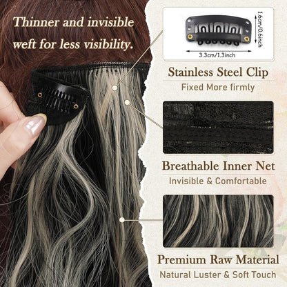 Clip in Haarverlängerungen 30cm Wellige Extensions 6PCs Schwarz