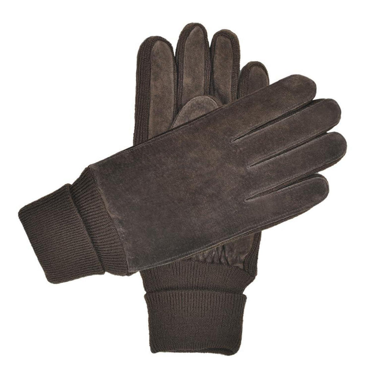 Damen Winterhandschuhe Wildleder mit Wollfleece-Futter Braun
