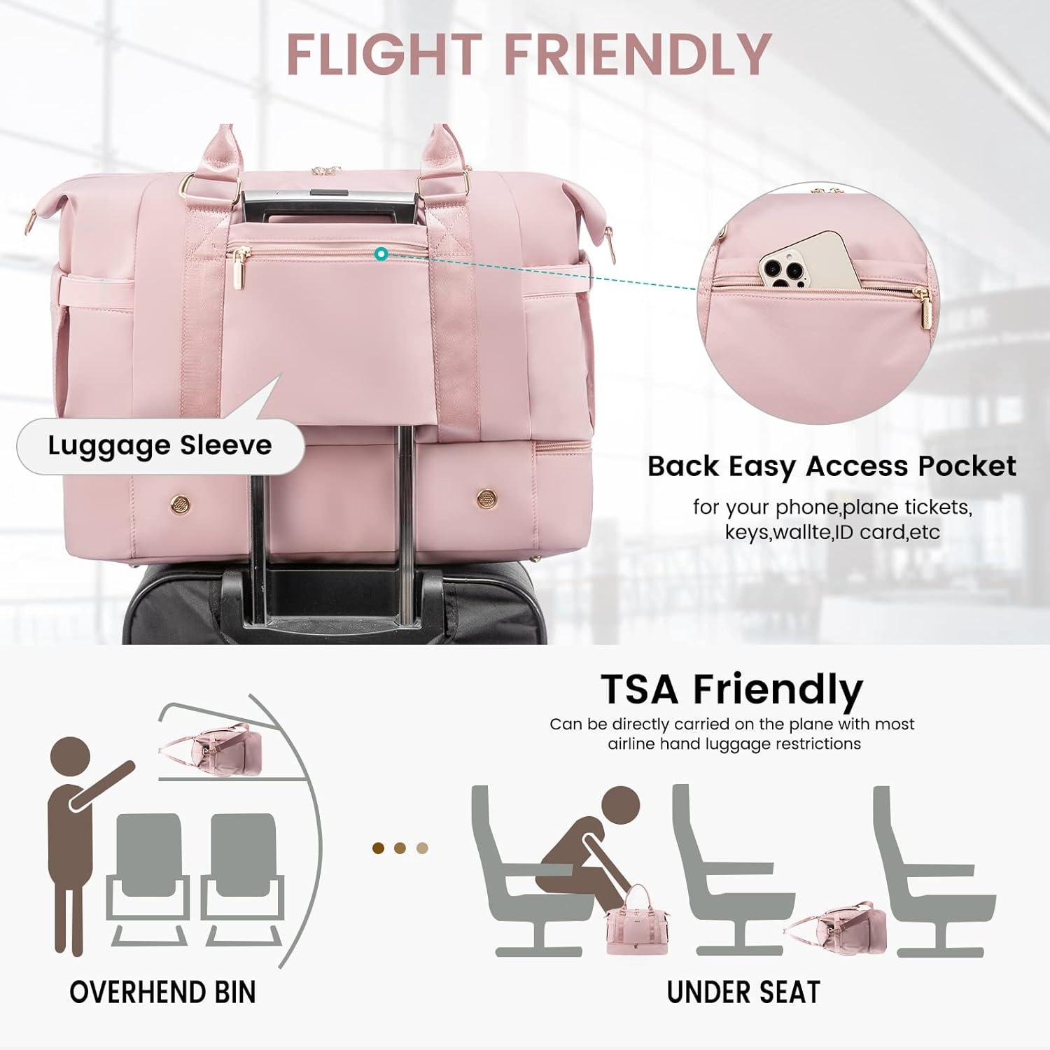 Weekender Reisetasche Damen, Sporttasche LOVEVOOK Rosa
