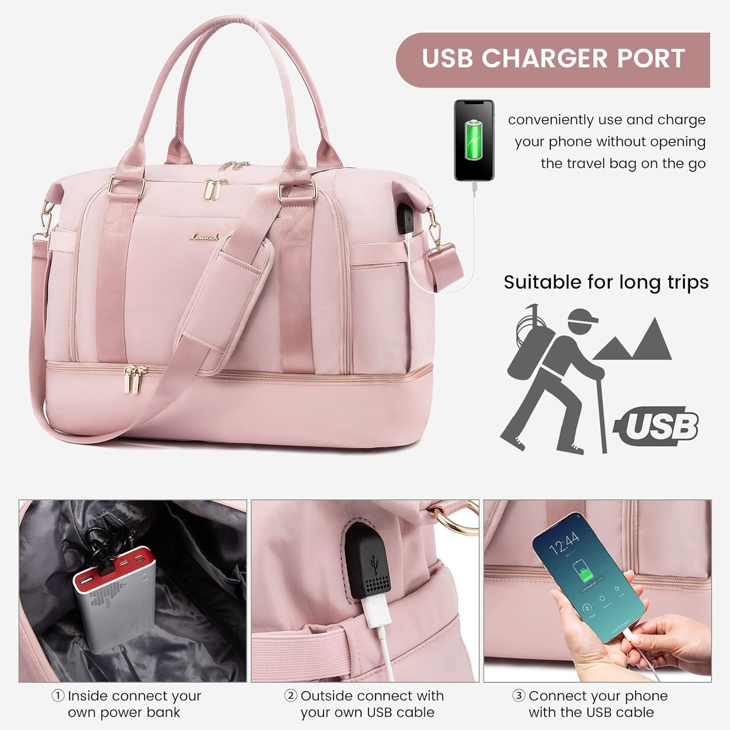 Weekender Reisetasche Damen, Sporttasche LOVEVOOK Rosa