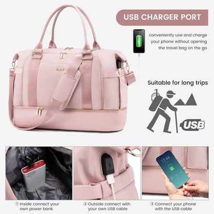 Weekender Reisetasche Damen, Sporttasche LOVEVOOK Rosa
