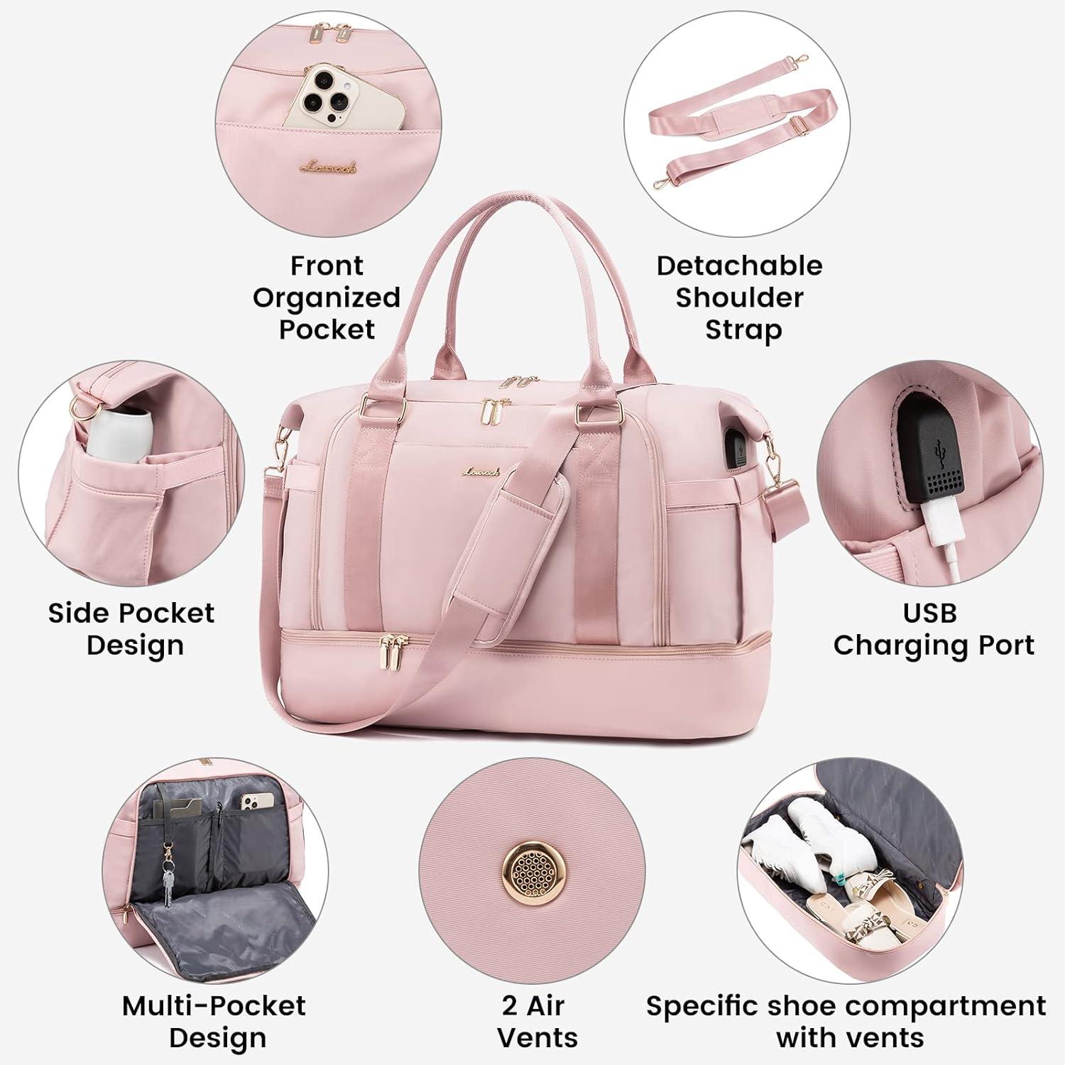Weekender Kliniktasche Damen Sporttasche Reisetasche mit Nassfach - Rosa