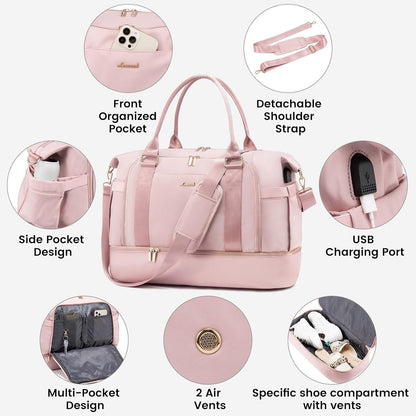 Weekender Kliniktasche Damen Sporttasche Reisetasche mit Nassfach - Rosa