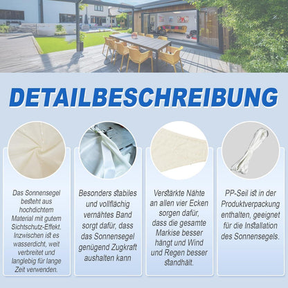 Wasserdichtes Sonnensegel Rechteck 3,5x4,5m Sand mit UV-Schutz