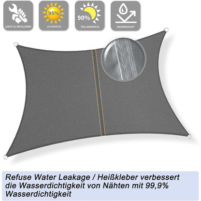 Wasserdichtes Sonnensegel Anthrazit 3,5x5m mit 95% UV-Schutz
