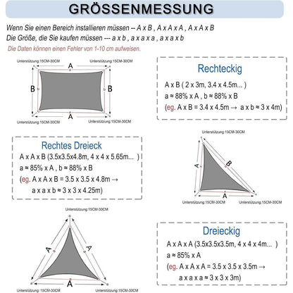 Wasserdichtes Sonnensegel Anthrazit 4x4m UV-Schutz 95%